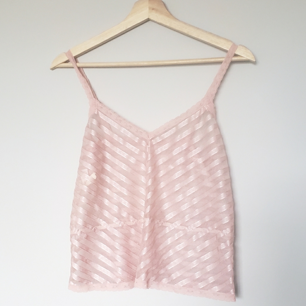 Lily of France Camisole Sheer Top Lingerie Vintage Union Made USA Boho Size M